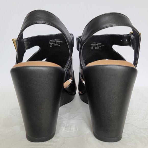 GIANI BERNINI Wirla Platform Wedge Leather Sandals- Black color- Women's Size 9M - Picture 8 of 15